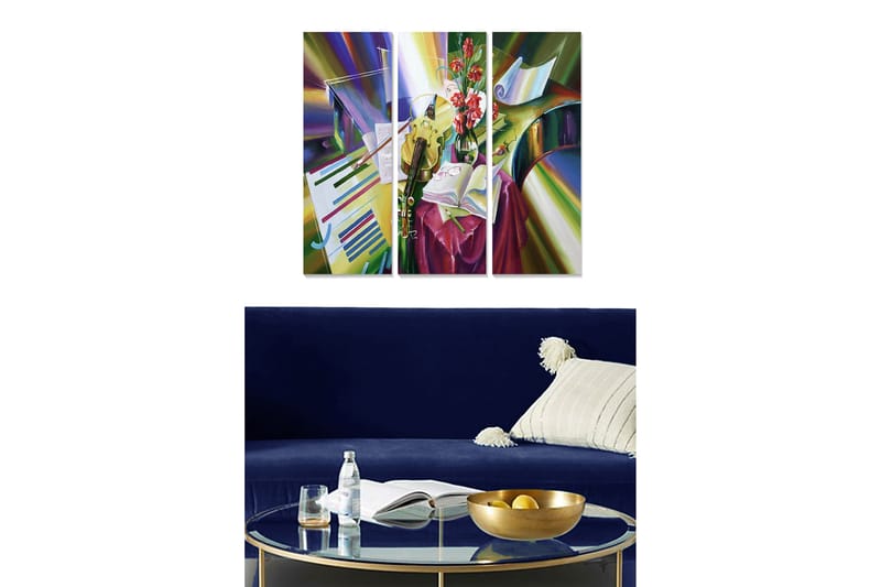 Canvasbilde Abstract 3-pk Flerfarget - 22x05 cm - Innredning - Bilder & kunst - Lerretsbilder
