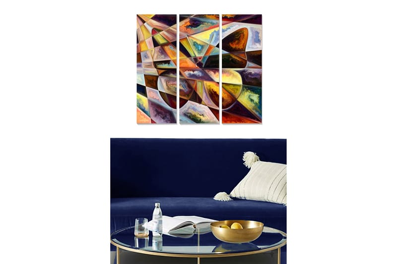 Canvasbilde Abstract 3-pk Flerfarget - 22x05 cm - Innredning - Bilder & kunst - Lerretsbilder