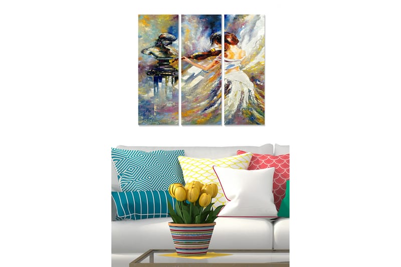 Canvasbilde Abstract 3-pk Flerfarget - 22x05 cm - Innredning - Bilder & kunst - Lerretsbilder