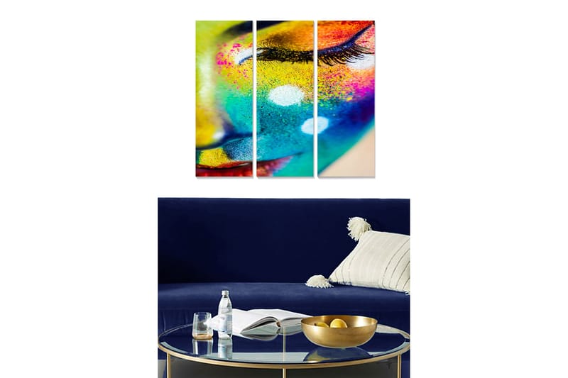 Canvasbilde Abstract 3-pk Flerfarget - 22x05 cm - Innredning - Bilder & kunst - Lerretsbilder