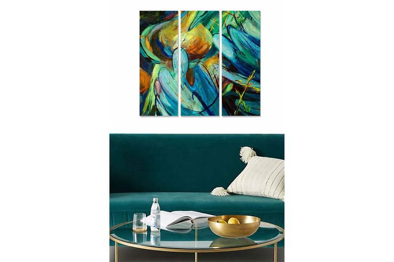 Canvasbilde Abstract 3-pk Flerfarget - 22x05 cm - Innredning - Bilder & kunst - Lerretsbilder