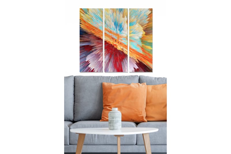 Canvasbilde Abstract 3-pk Flerfarget - 22x05 cm - Innredning - Bilder & kunst - Lerretsbilder
