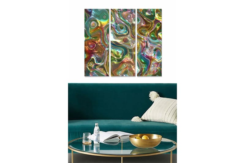 Canvasbilde Abstract 3-pk Flerfarget - 22x05 cm - Innredning - Bilder & kunst - Lerretsbilder