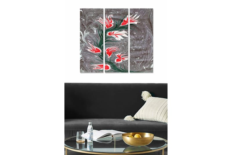 Canvasbilde Abstract 3-pk Flerfarget - 22x05 cm - Innredning - Bilder & kunst - Lerretsbilder