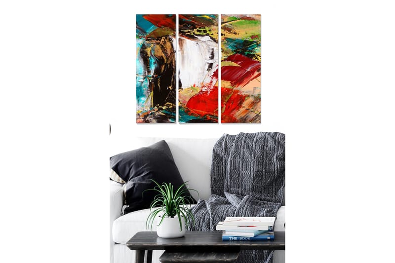 Canvasbilde Abstract 3-pk Flerfarget - 22x05 cm - Innredning - Bilder & kunst - Lerretsbilder