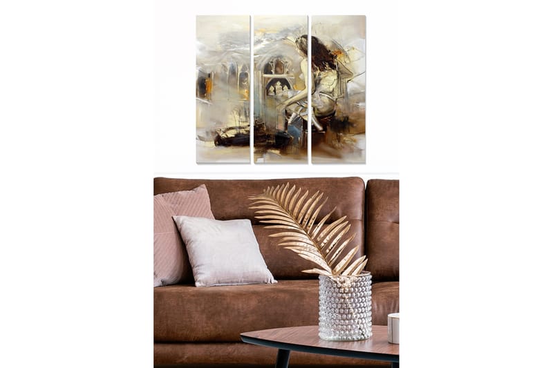 Canvasbilde Abstract 3-pk Flerfarget - 22x05 cm - Innredning - Bilder & kunst - Lerretsbilder
