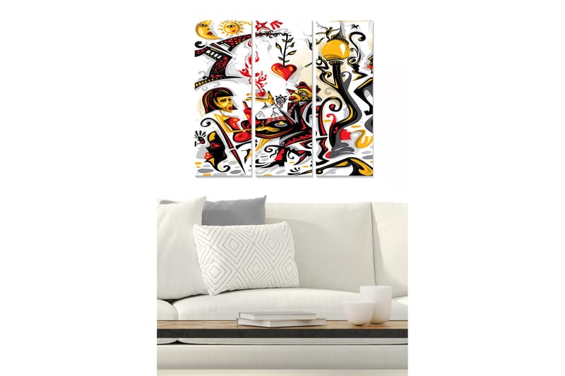 Canvasbilde Abstract 3-pk Flerfarget - 22x05 cm - Innredning - Bilder & kunst - Lerretsbilder