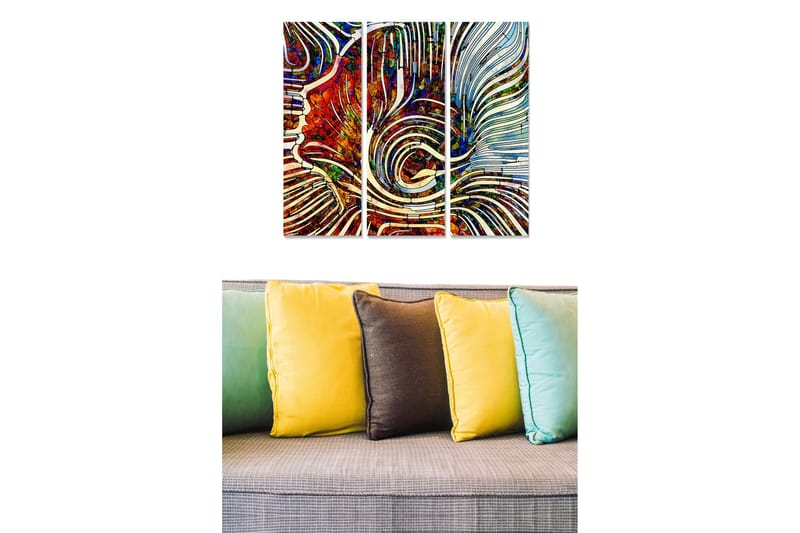 Canvasbilde Abstract 3-pk Flerfarget, 22x05 cm