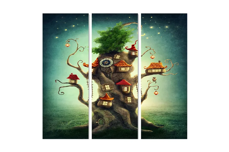 Canvasbilde Abstract 3-pk Flerfarget, 22x05 cm