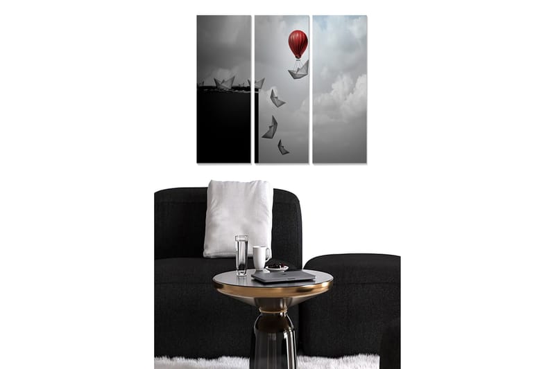 Canvasbilde Abstract 3-pk Flerfarget, 22x05 cm