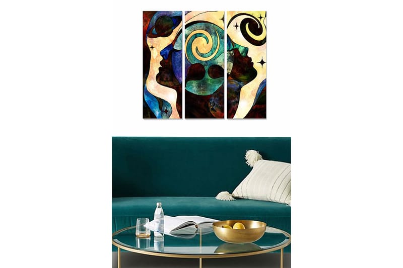 Canvasbilde Abstract 3-pk Flerfarget, 22x05 cm