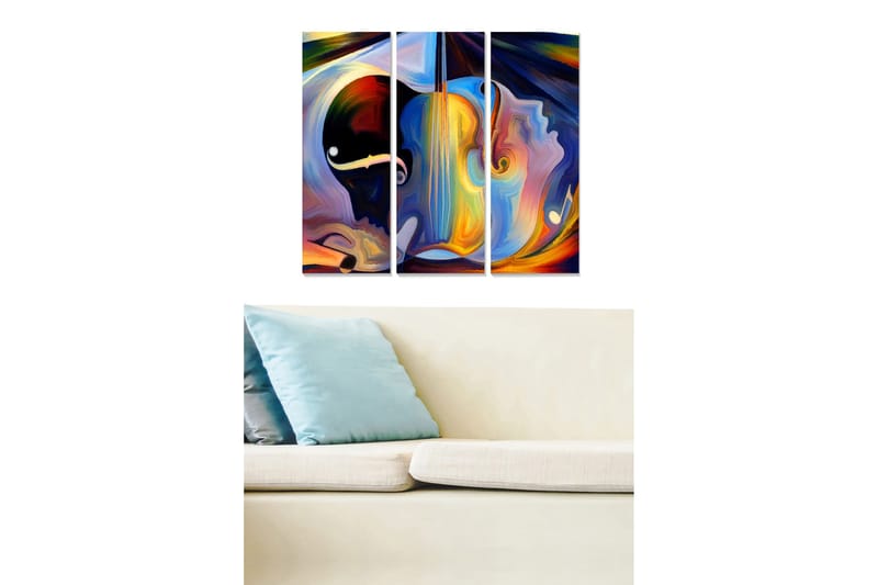 Canvasbilde Abstract 3-pk Flerfarget, 22x05 cm