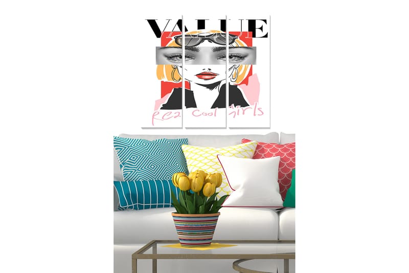 Canvasbilde Abstract 3-pk Flerfarget, 22x05 cm