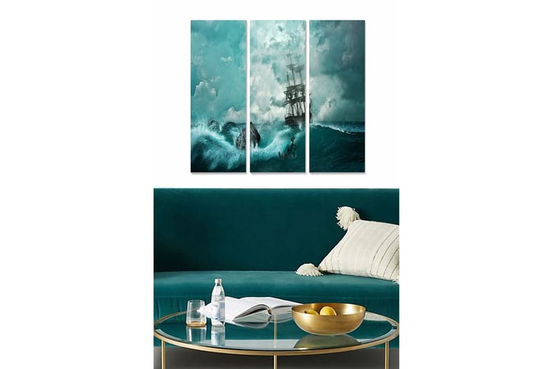 Canvasbilde Abstract 3-pk Flerfarget, 22x05 cm