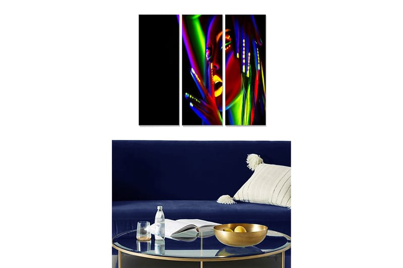 Canvasbilde Abstract 3-pk Flerfarget, 22x05 cm