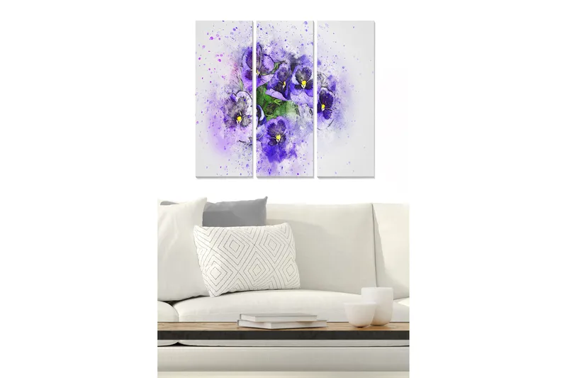 Canvasbilde Abstract 3-pk Flerfarget, 22x05 cm