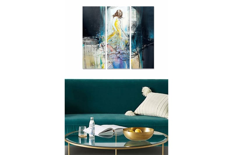 Canvasbilde Abstract 3-pk Flerfarget, 22x05 cm