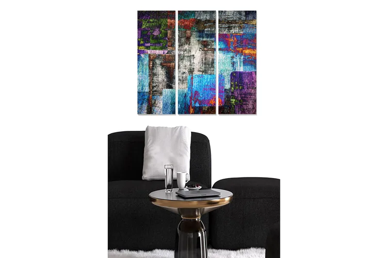 Canvasbilde Abstract 3-pk Flerfarget, 22x05 cm