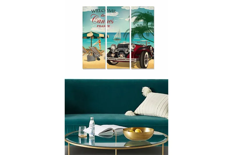 Canvasbilde Advertisement 3-pk Flerfarget, 22x05 cm