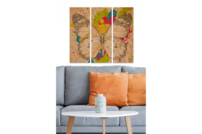 Canvasbilde Animal 3-pk flerfarget, 22x05 cm