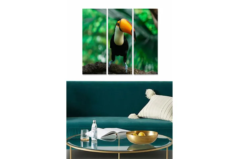 Canvasbilde Animal 3-pk flerfarget, 22x05 cm