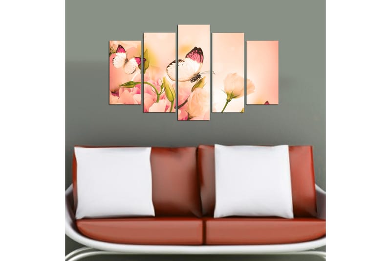Canvasbilde Animals Butterfly 5-pk Flerfarget - 22x06 cm - Innredning - Bilder & kunst - Lerretsbilder