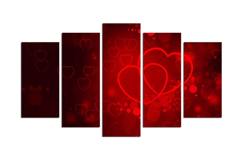 Canvasbilde Christmas Love 5-pk Flerfarget - 22x06 cm - Innredning - Bilder & kunst - Lerretsbilder