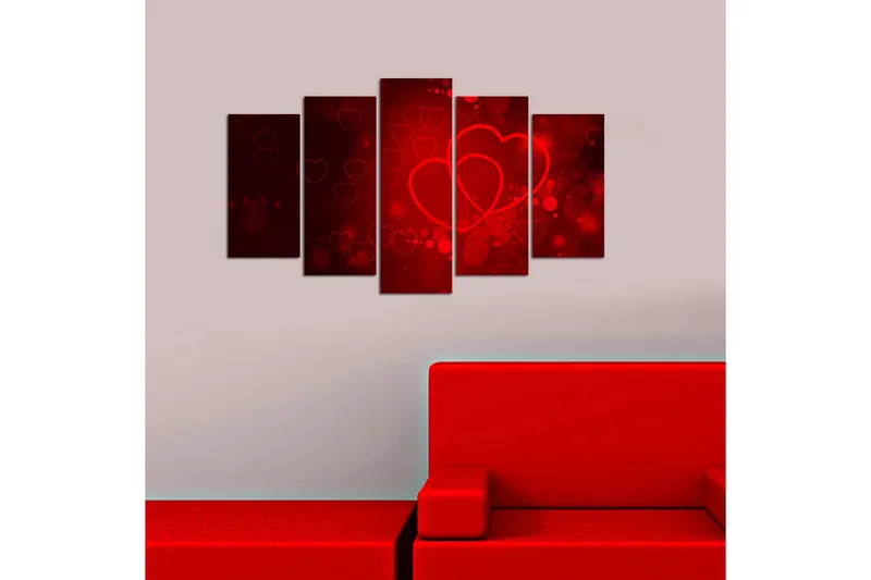 Canvasbilde Christmas Love 5-pk Flerfarget - 22x06 cm - Innredning - Bilder & kunst - Lerretsbilder