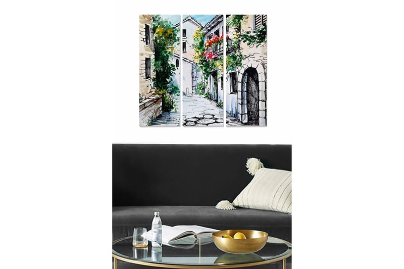 Canvasbilde City 3-pk flerfarget - 22x05 cm - Innredning - Bilder & kunst - Lerretsbilder