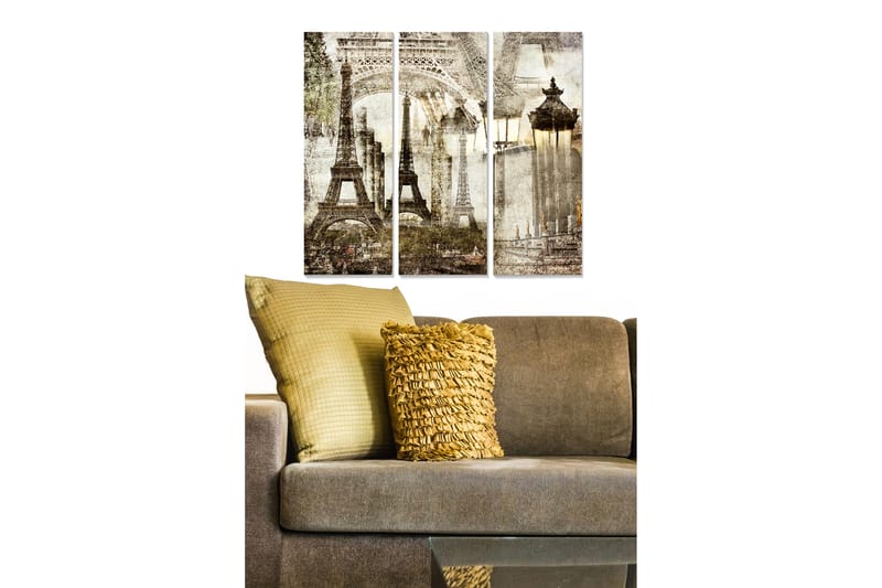 Canvasbilde City 3-pk flerfarget - 22x05 cm - Innredning - Bilder & kunst - Lerretsbilder