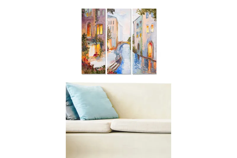 Canvasbilde City 3-pk flerfarget, 22x05 cm