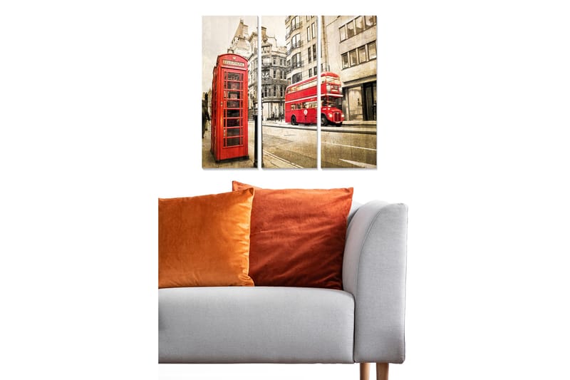 Canvasbilde City 3-pk flerfarget, 22x05 cm