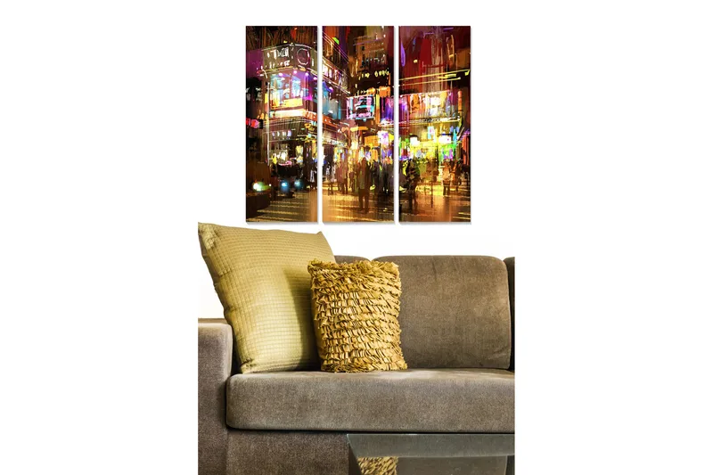 Canvasbilde City 3-pk flerfarget, 22x05 cm