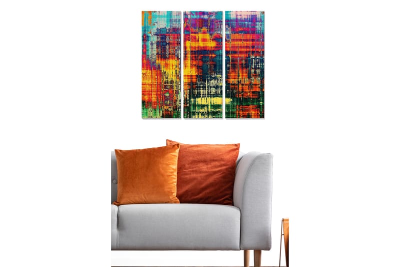 Canvasbilde City 3-pk flerfarget, 22x05 cm