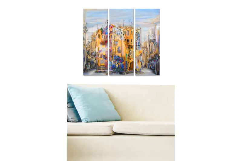Canvasbilde City 3-pk flerfarget, 22x05 cm