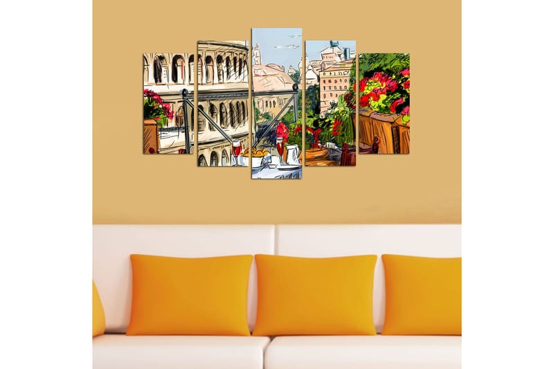 Canvasbilde City 5-pk flerfarget - 22x06 cm - Innredning - Bilder & kunst - Lerretsbilder