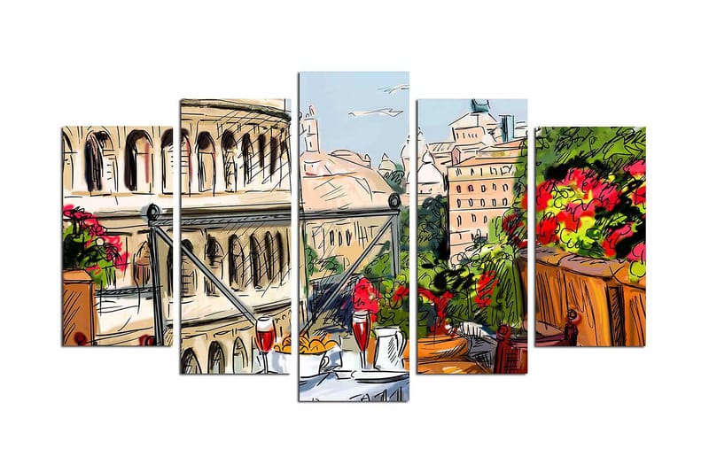 Canvasbilde City 5-pk flerfarget - 22x06 cm - Innredning - Bilder & kunst - Lerretsbilder