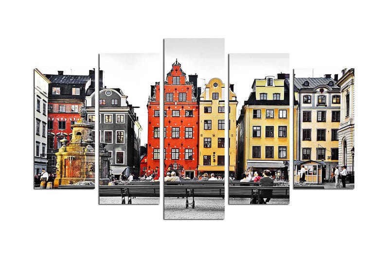 Canvasbilde City 5-pk flerfarget - 22x06 cm - Innredning - Bilder & kunst - Lerretsbilder
