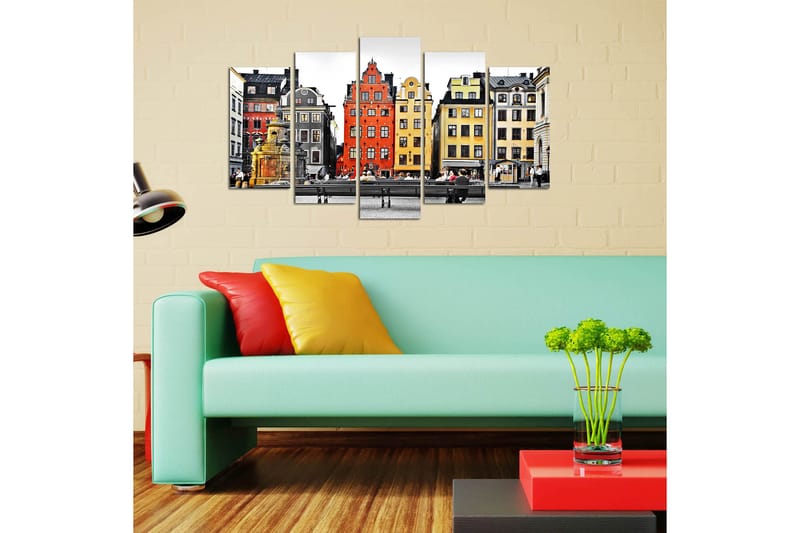 Canvasbilde City 5-pk flerfarget - 22x06 cm - Innredning - Bilder & kunst - Lerretsbilder