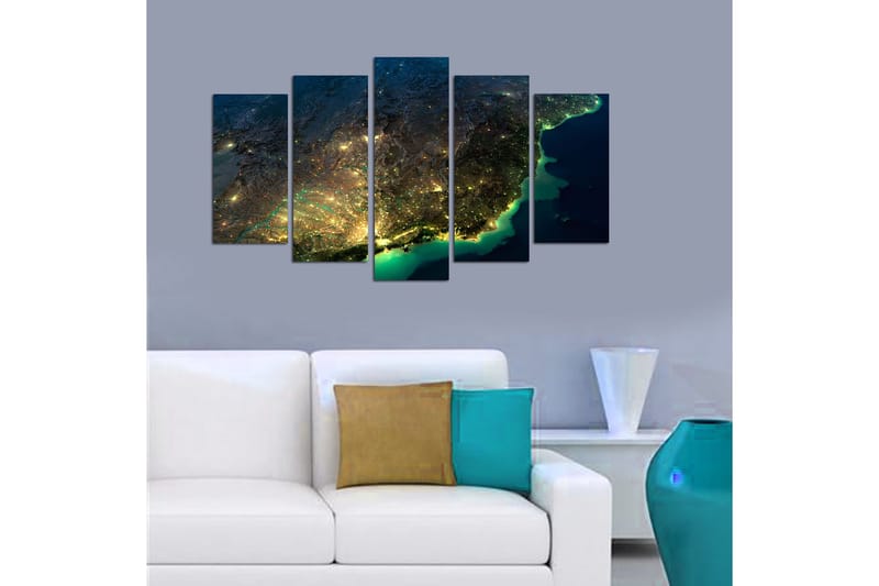 Canvasbilde City 5-pk flerfarget - 22x06 cm - Innredning - Bilder & kunst - Lerretsbilder