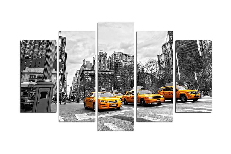 Canvasbilde City New York 5-pk Flerfarget - 22x06 cm - Innredning - Bilder & kunst - Lerretsbilder