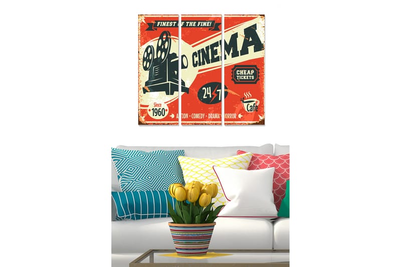 Canvasbilde Entertainment 3-pk Flerfarget - 22x05 cm - Innredning - Bilder & kunst - Lerretsbilder