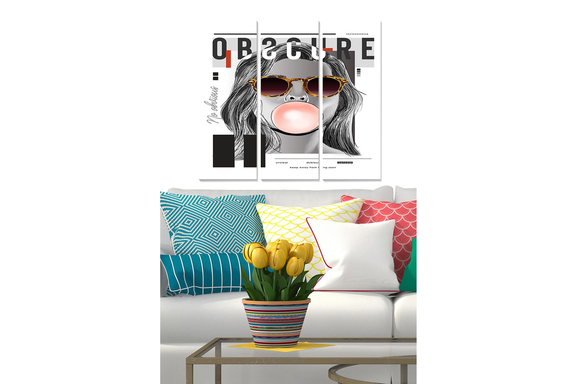 Canvasbilde Fashion 3-pk Flerfarget - 22x05 cm - Innredning - Bilder & kunst - Lerretsbilder