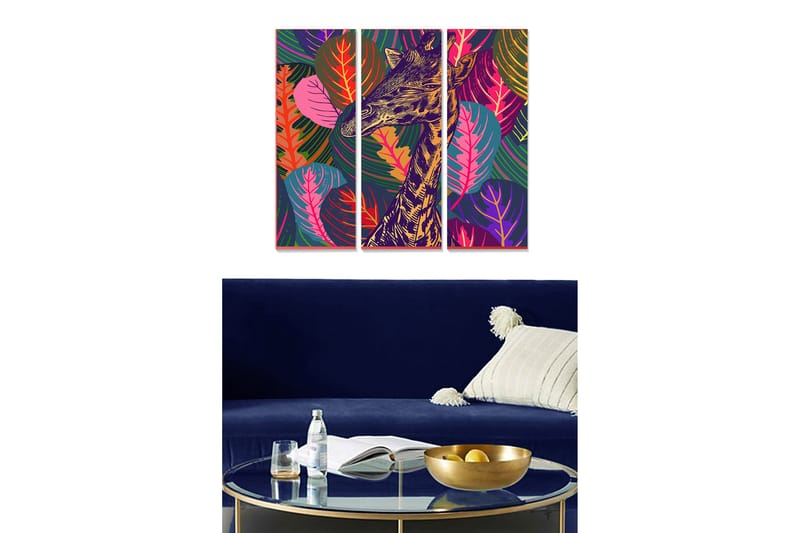 Canvasbilde Floral 3-pk flerfarget, 22x05 cm