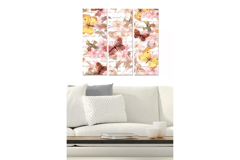 Canvasbilde Floral 3-pk flerfarget - 22x05 cm - Innredning - Bilder & kunst - Lerretsbilder