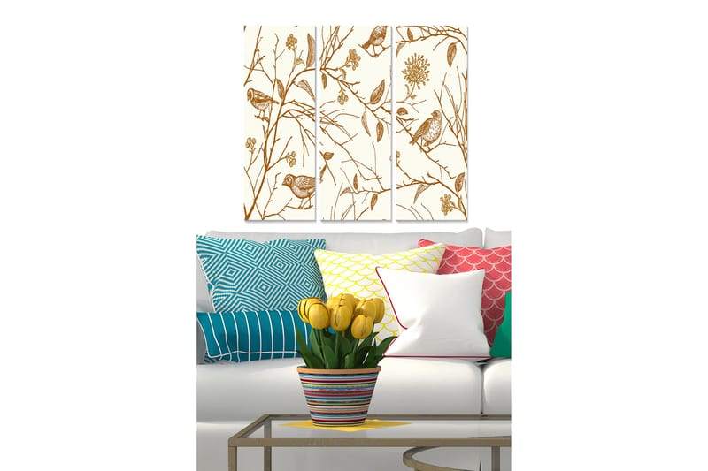 Canvasbilde Floral 3-pk flerfarget - 22x05 cm - Innredning - Bilder & kunst - Lerretsbilder