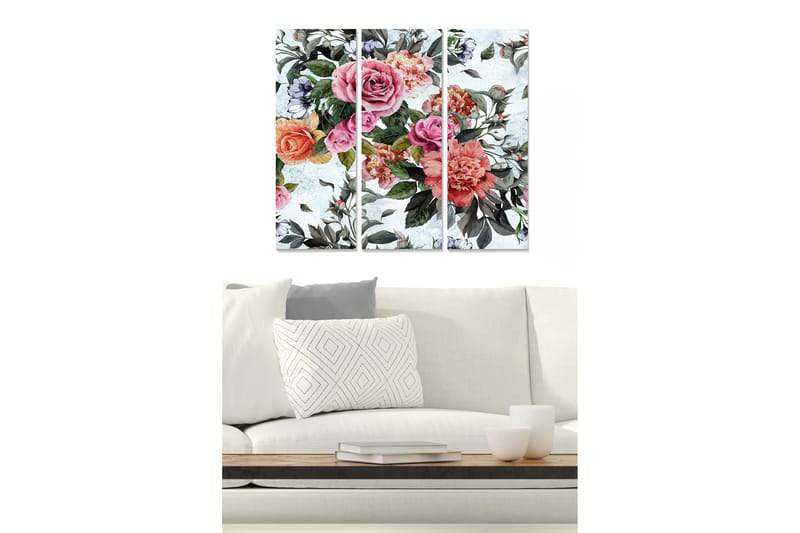 Canvasbilde Floral 3-pk flerfarget - 22x05 cm - Innredning - Bilder & kunst - Lerretsbilder