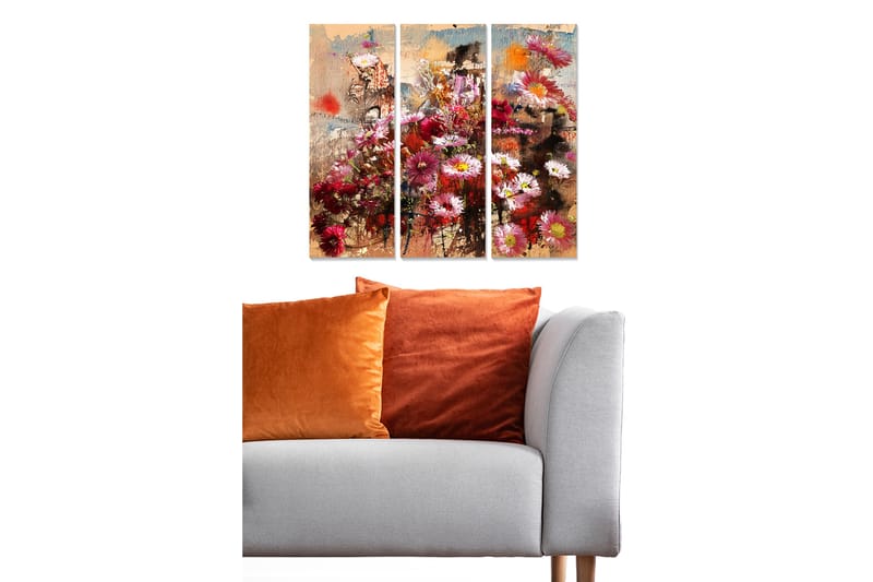 Canvasbilde Floral 3-pk flerfarget - 22x05 cm - Innredning - Bilder & kunst - Lerretsbilder