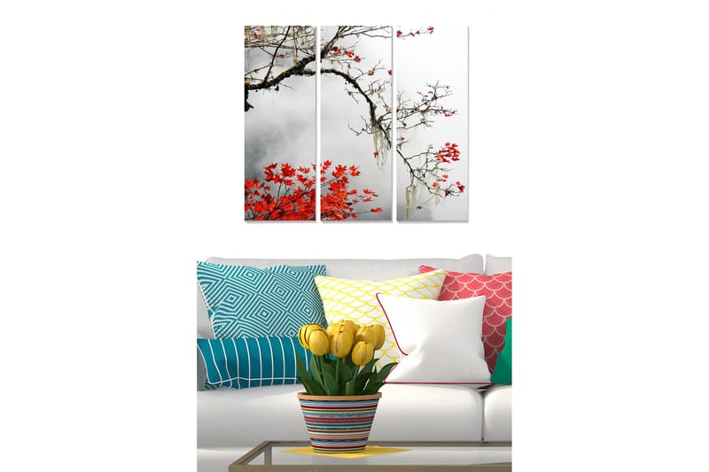 Canvasbilde Floral 3-pk flerfarget - 22x05 cm - Innredning - Bilder & kunst - Lerretsbilder