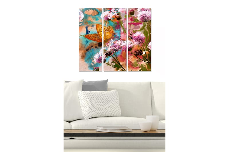 Canvasbilde Floral 3-pk flerfarget - 22x05 cm - Innredning - Bilder & kunst - Lerretsbilder